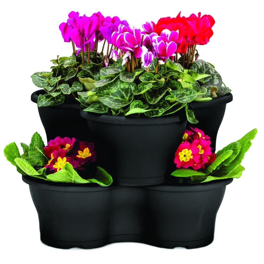16 vasos empilháveis  2,5 LITROS  vaso modulares PRETO vaso plantio empilháveis vaso modular jardinagem vaso de planta para sala vaso de flor decoração jardim horta vertical vaso jardim vertical vaso para flores vaso para empilhar