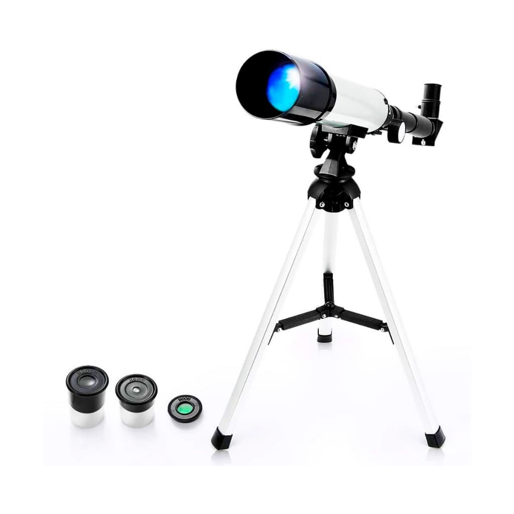 Telescópio Luneta Astronômico Refrator Tripé Lentes 20mm 6mm Filtro Lunar Iniciantes Foco 360 mm 60X