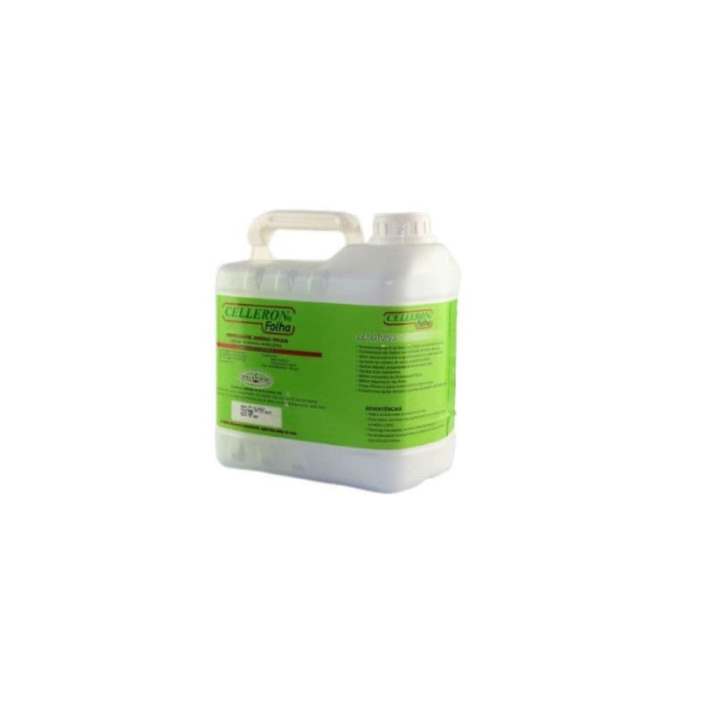 Recipiente de fertilizante foliar Celleron 5L branco com rótulo verde