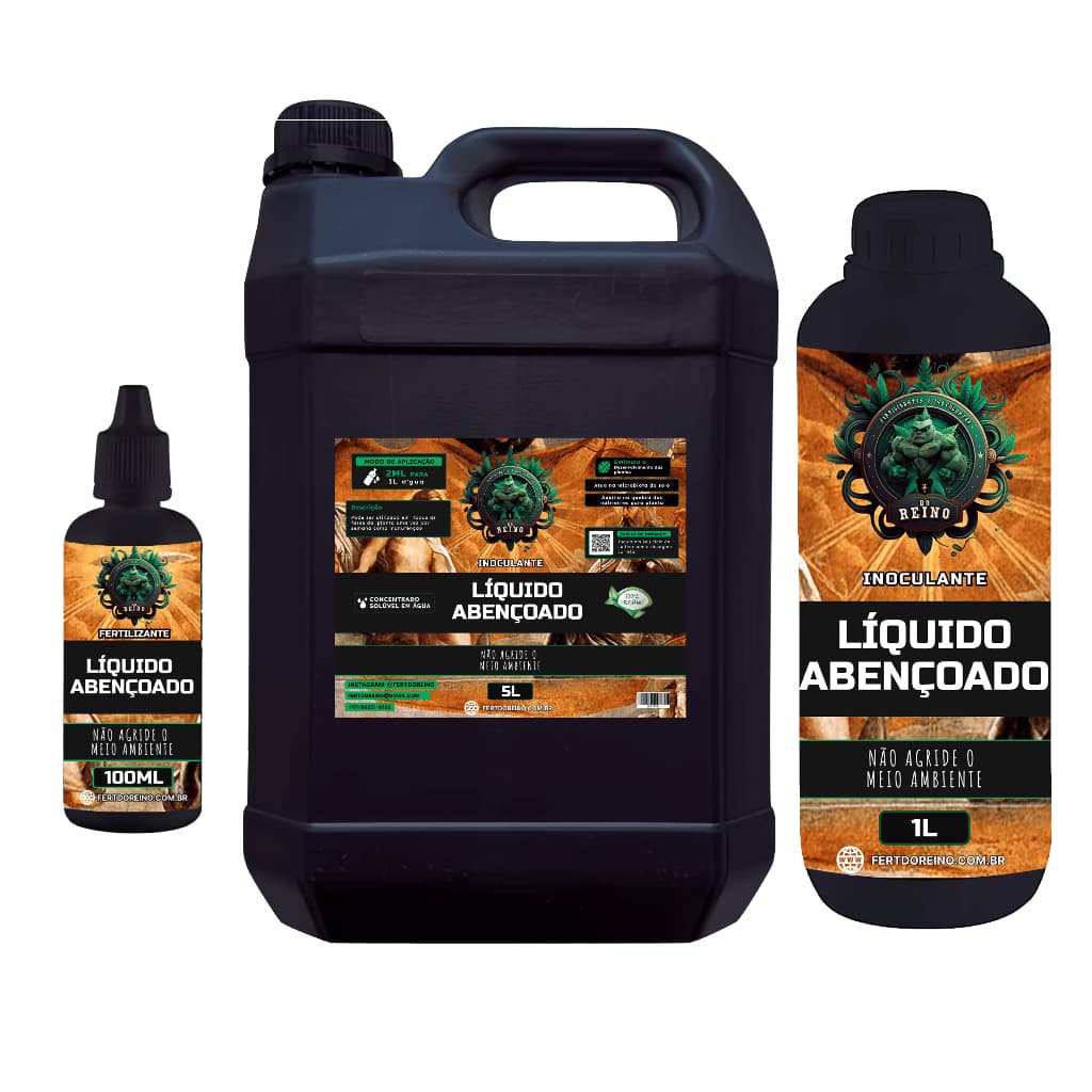 Líquido abençoado orgânico 1L, 5L e 100ml