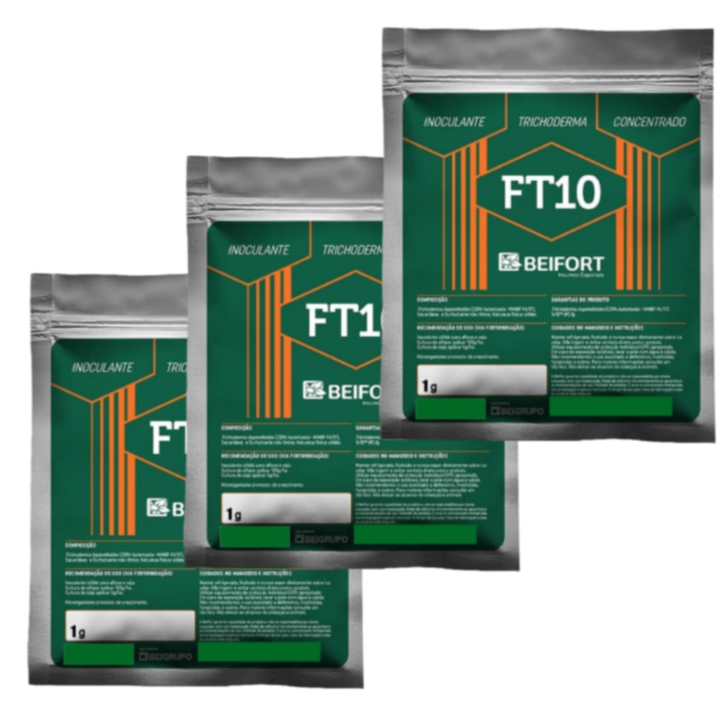 Kit 3 unidades Inoculante Trichoderma Concentrado Beifort FT10 1g
