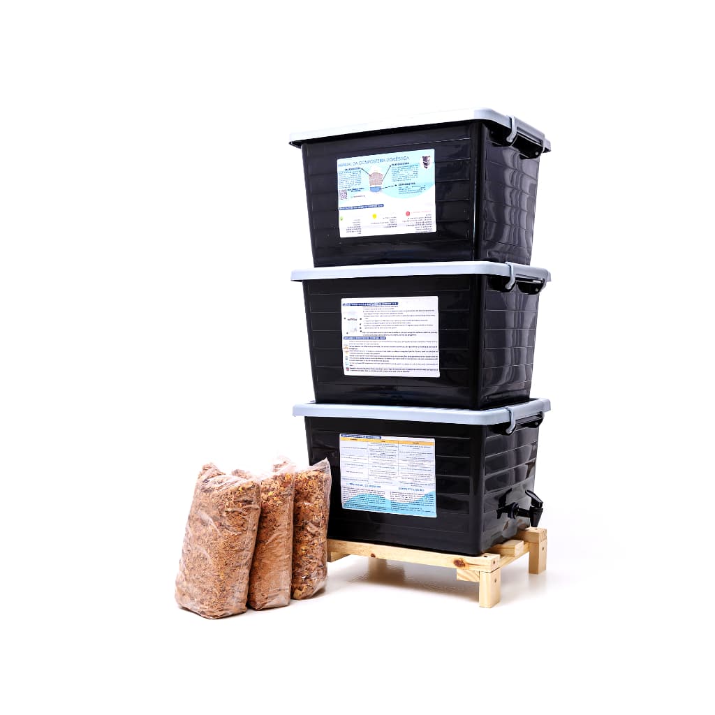 Composteira Doméstica Minhocário 105L Jardim Ar Livre Com Suporte