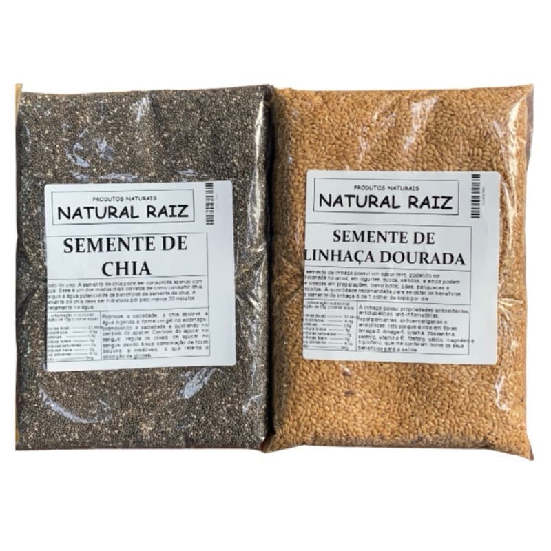 Kit Semente de Chia + Semente de linhaça Dourada 300g de cada - Produtos Novos de Qualidade
