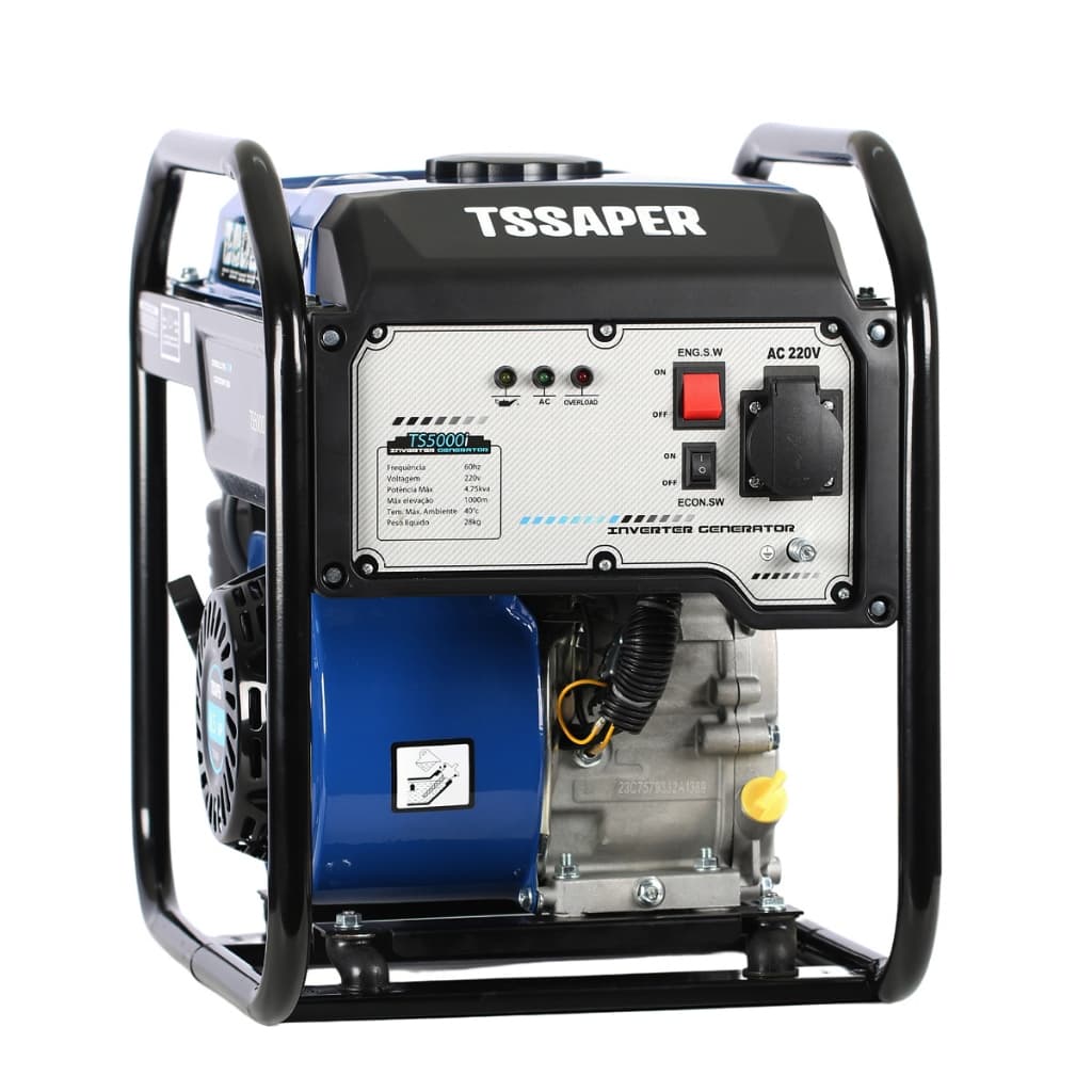 Gerador de energia a gasolina Inverter 4,75 KVA Tssaper modelo TS5000i