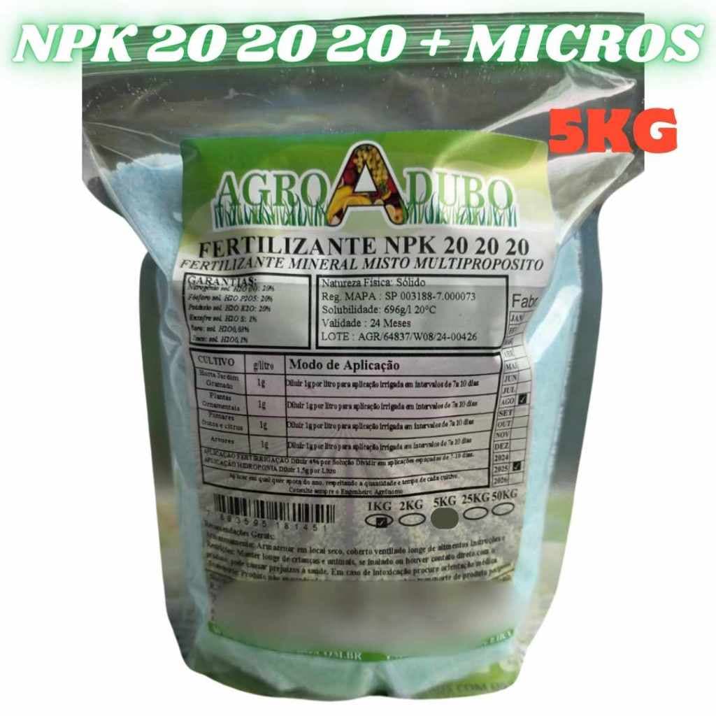 Fertilizante NPK 20 20 20 + MICROS 5kg AgroAdub