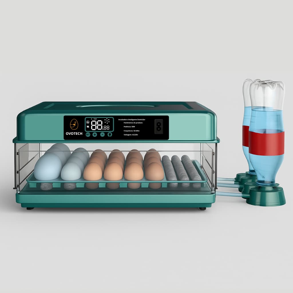 Chocadeira Automática Incubadora 48 Ovos Galinha Ovoscópio Elétrica Digital Viragem Automática