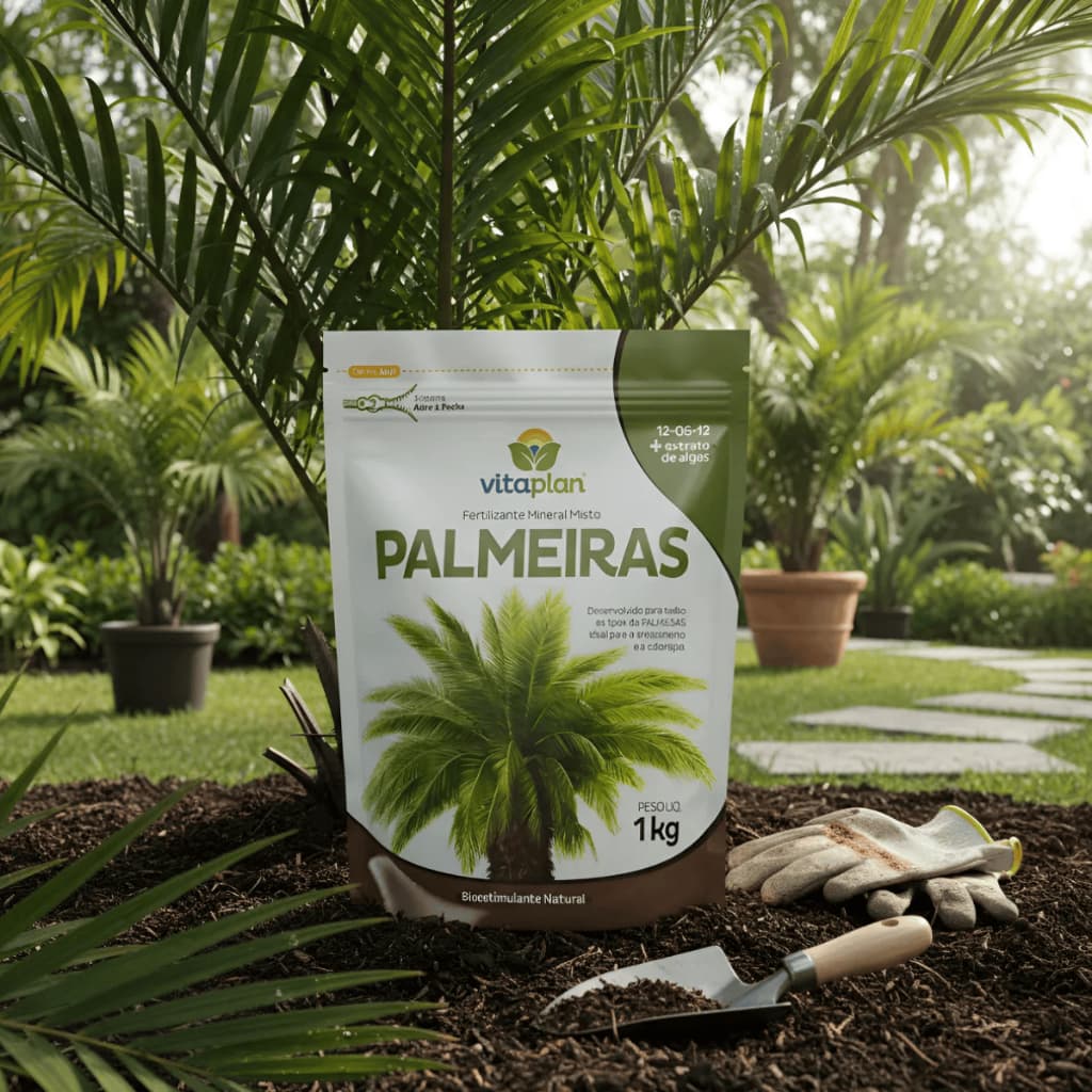 Adubo Fertilizante Palmeiras 1kg Mineral Misto Crescrimento Jardim Solo NPK 12-06-12 com Algas Marinhas