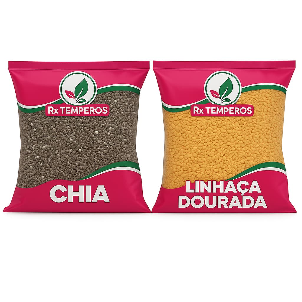 Semente de Chia e Semente de linhaça dourada Premium 1kg