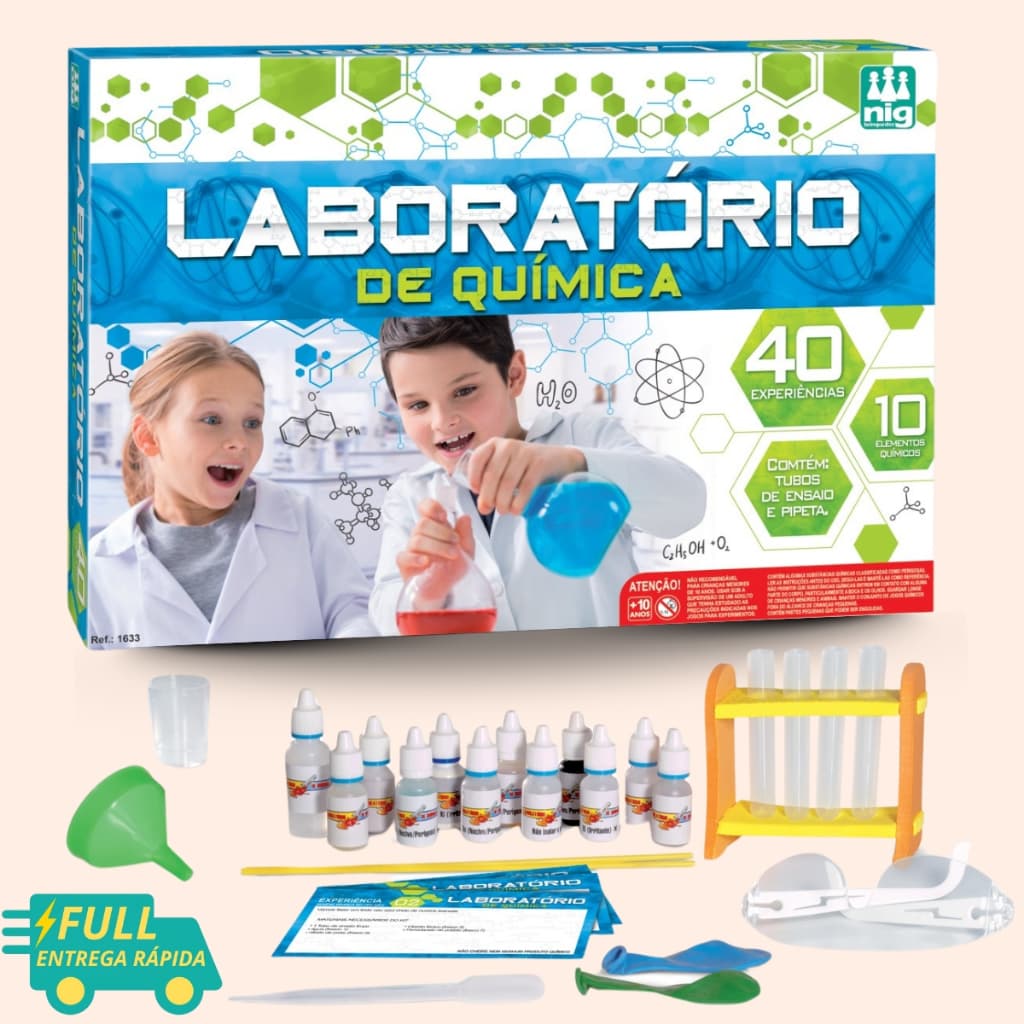 Brinquedo Laboratório de Química Kit Com 40 Experiências Experimentos Nig