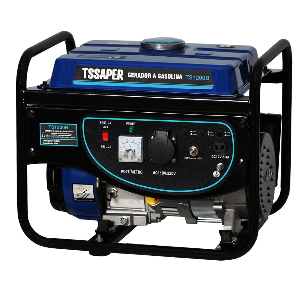 Gerador de energia a gasolina Tssaper TS1200B 1,2 KVA 110v/220v partida manual