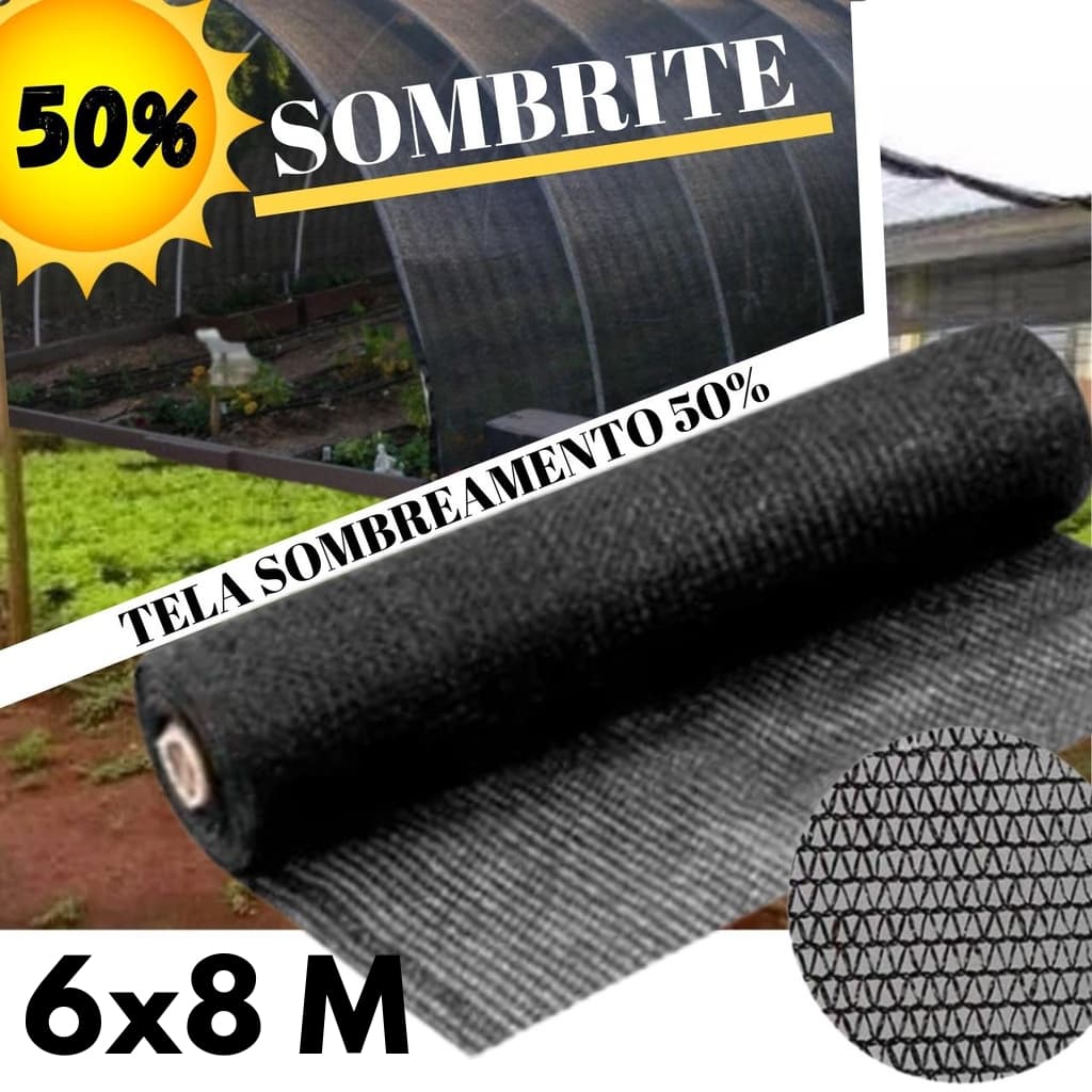 Sombrite 50% 6 x 8 Metros Tela Sombreamento para Orquidário Horta Jardim Estufa Viveiro Proteção UV