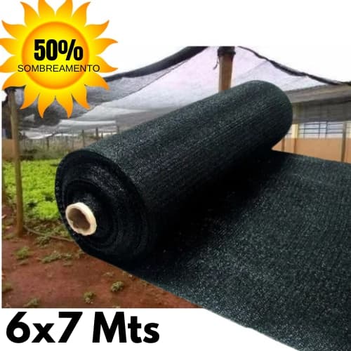 Tela Sombreamento 50% 6x7 para Horta Jardim Orquidário Estufa Viveiro Proteção UV Alta Resistência