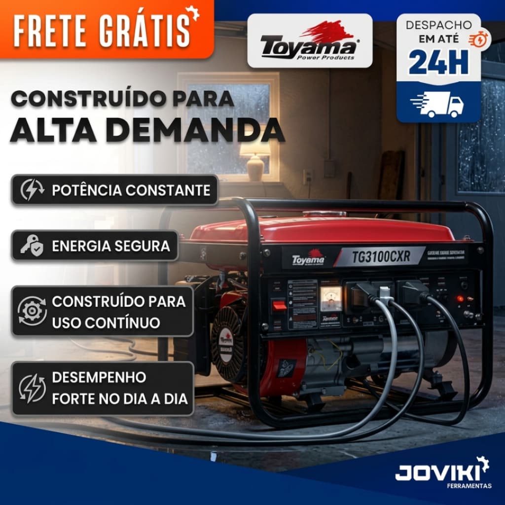 Gerador de Energia Toyama TG3100CXR Bivolt Monofásico com informações técnicas