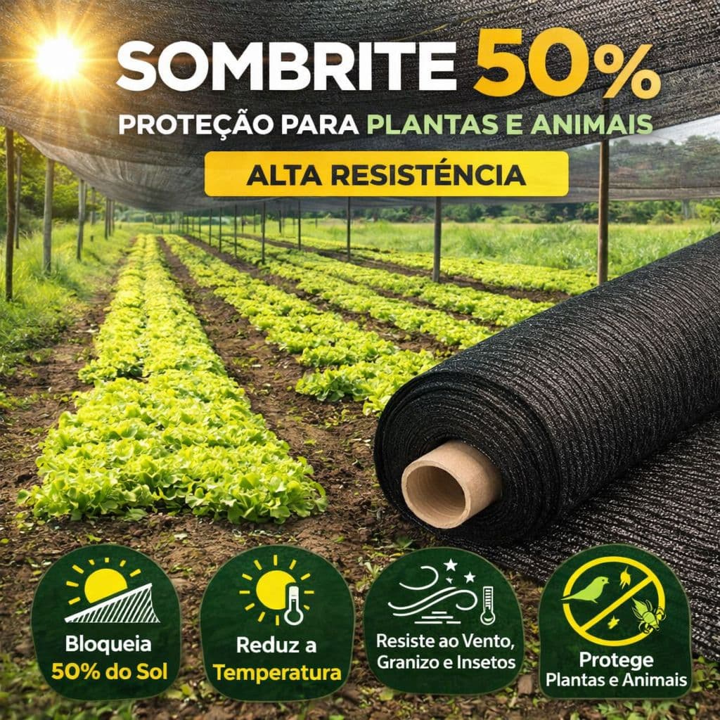 Tela Sombrite 50% 1,50x50m Sombreamento Estufa Horta Jardim Alta Resistência