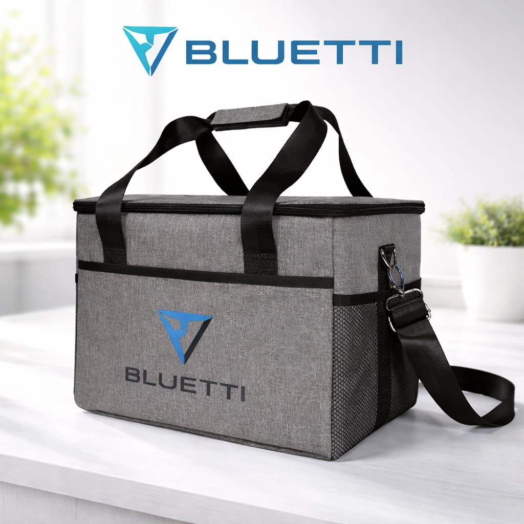 Bolsa de transporte mochila para gerador de energia Bluetti cinza e preto