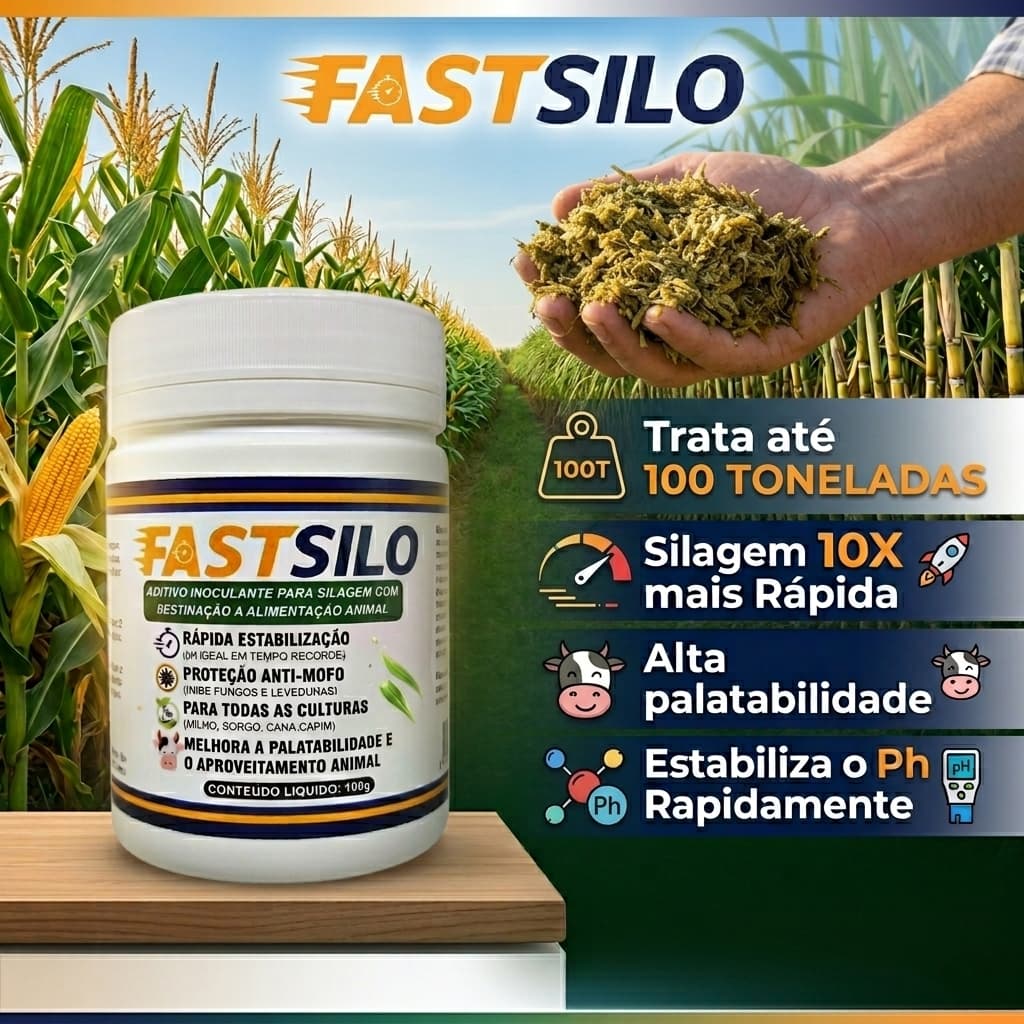 Fastsilo Inoculante para Silagem 100 Toneladas | Aditivo para Silagem de Milho e Capim | Mais Nutrição e Menos Perdas
