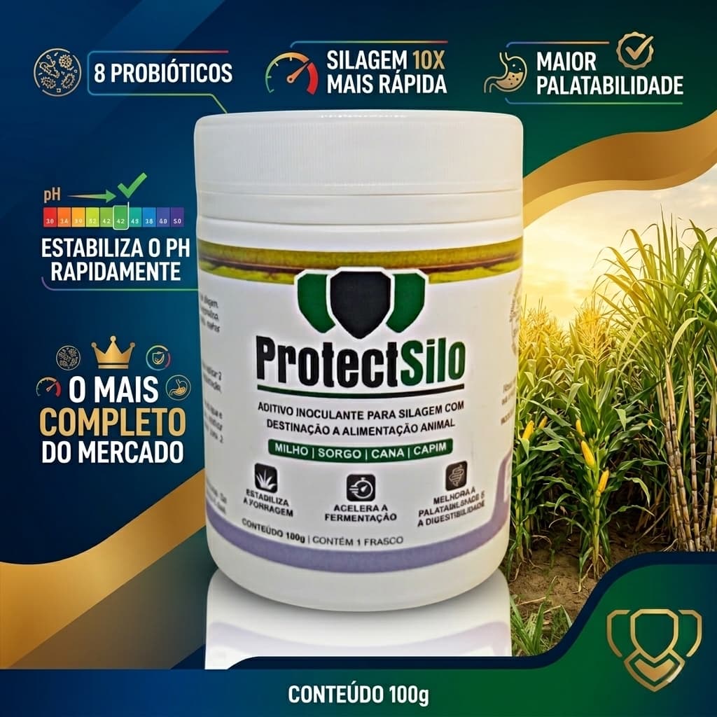PROTECTSILO Inoculante para Silagem 100 Toneladas | Aditivo para Silagem de Milho e Capim | Mais Nutrição e Menos Perdas