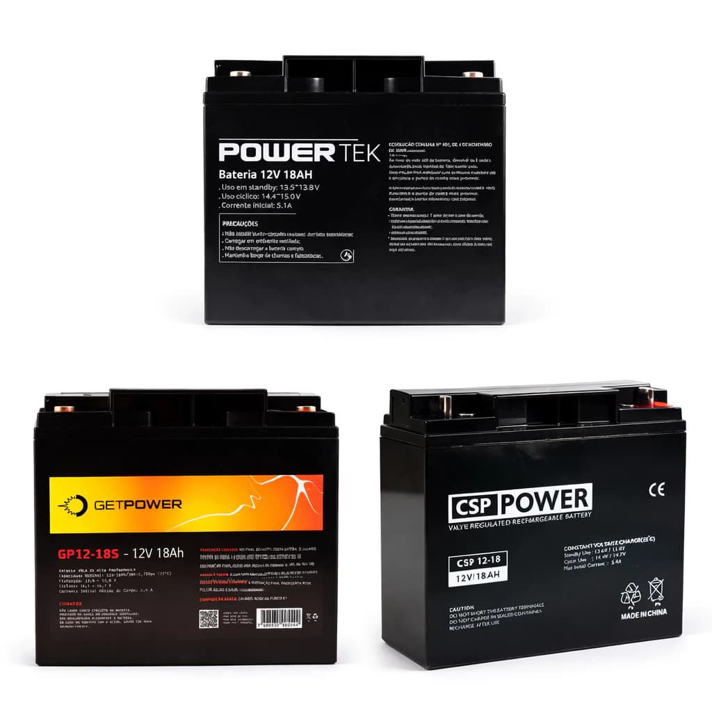 B@TERIA 12V - 18Ah - IDEAL PARA CERCA ELÉTRICA, ALARMES, NOBREAK, UPS - MARCA ENVIADA CONFORME ESTOQUE