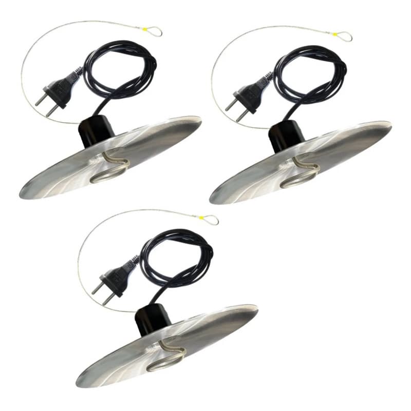 Kit 3 Campanulas Aquecedoras 400W Alumínio para Pintinhos, Leitões e Aves Chocadeira