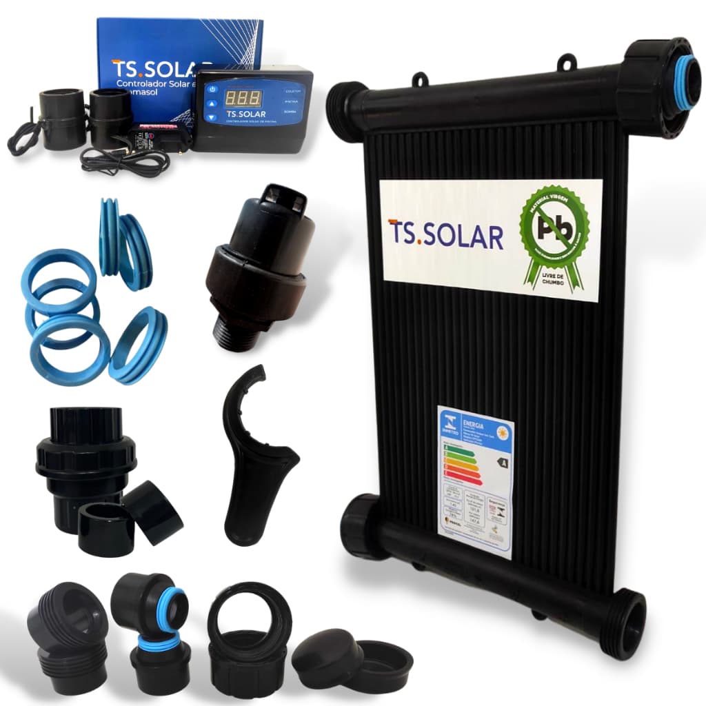 Kit completo de aquecedor solar para piscina TS Solar com controlador digital e válvulas