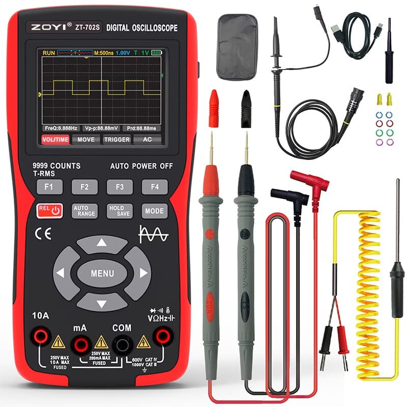 ZT-702S Multímetro osciloscópio digital portátil portátil Multímetro para manutenção de carro True RMS AC/DC Tensão