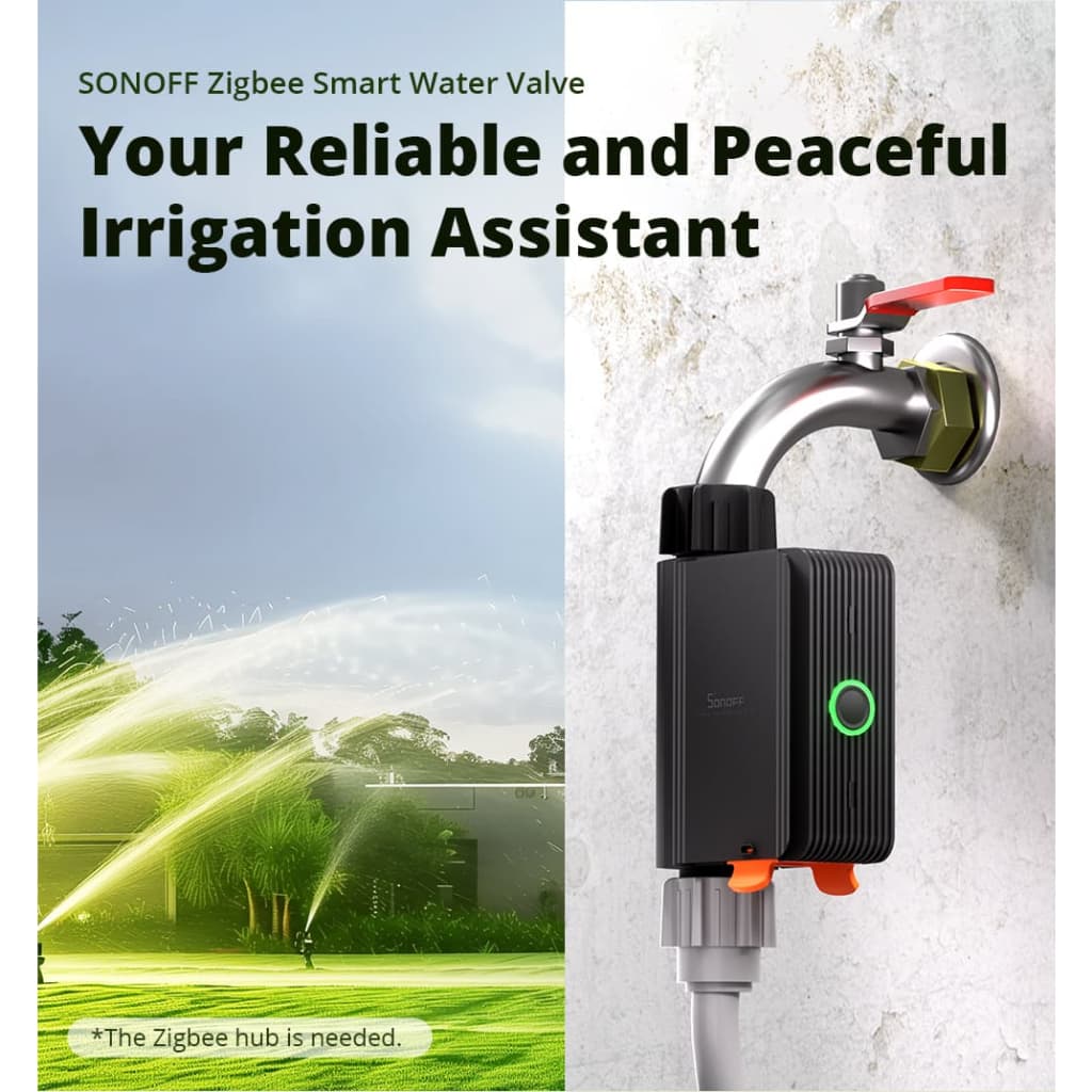 SONOFF SWV Zigbee 3.0 Válvula De Água Inteligente IP55 Controlador De Aspersores Home Temporizador De Irrigação Automática Para De Piscinas Externas De Mangueira De Jardim Compatível Com Alexa Google