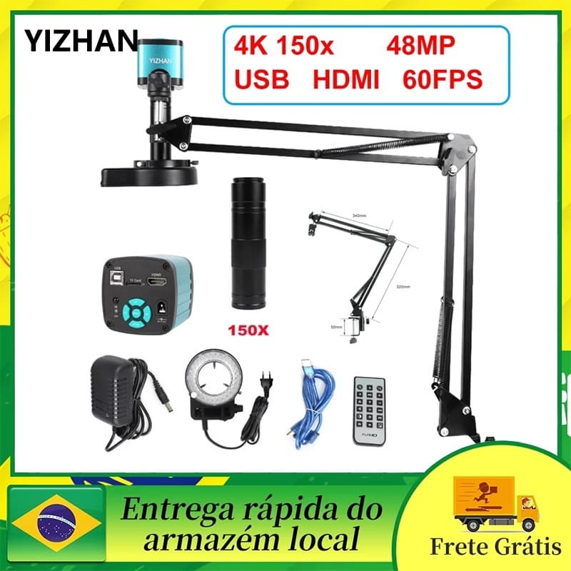 Yizhan 60mp 4k uhd microscópio eletrônico para solda sony chip c-mount câmera de microscópio digital para reparo de