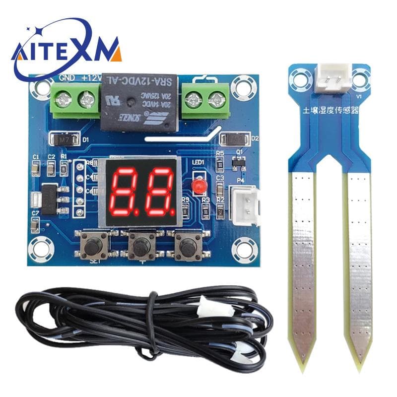 XH-M214 Controlador Do Sensor De Umidade Solo 12V Sistema De Irrigação Módulo De Rega Automático Display Digital