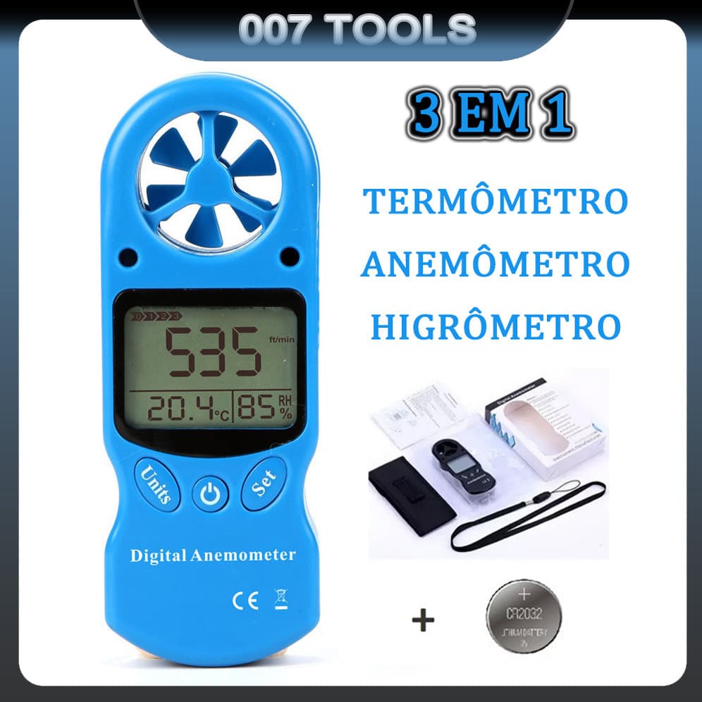 Mini Testador Termometro Anemômetro Medidor Vento Umidade Pronta Entrega