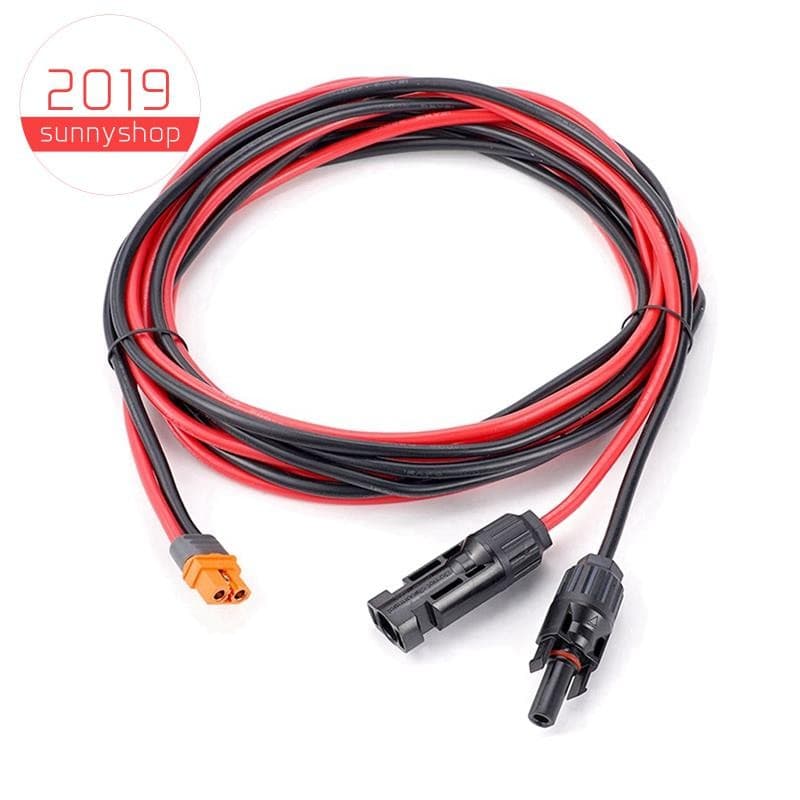 Cabo de carga solar XT60I-F adaptador 12AWG preto e vermelho para painel gerador de bateria