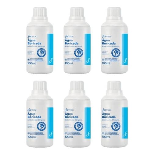 Kit C/12 Agua Boricada 100ml Farmax 3% Com Gotejador