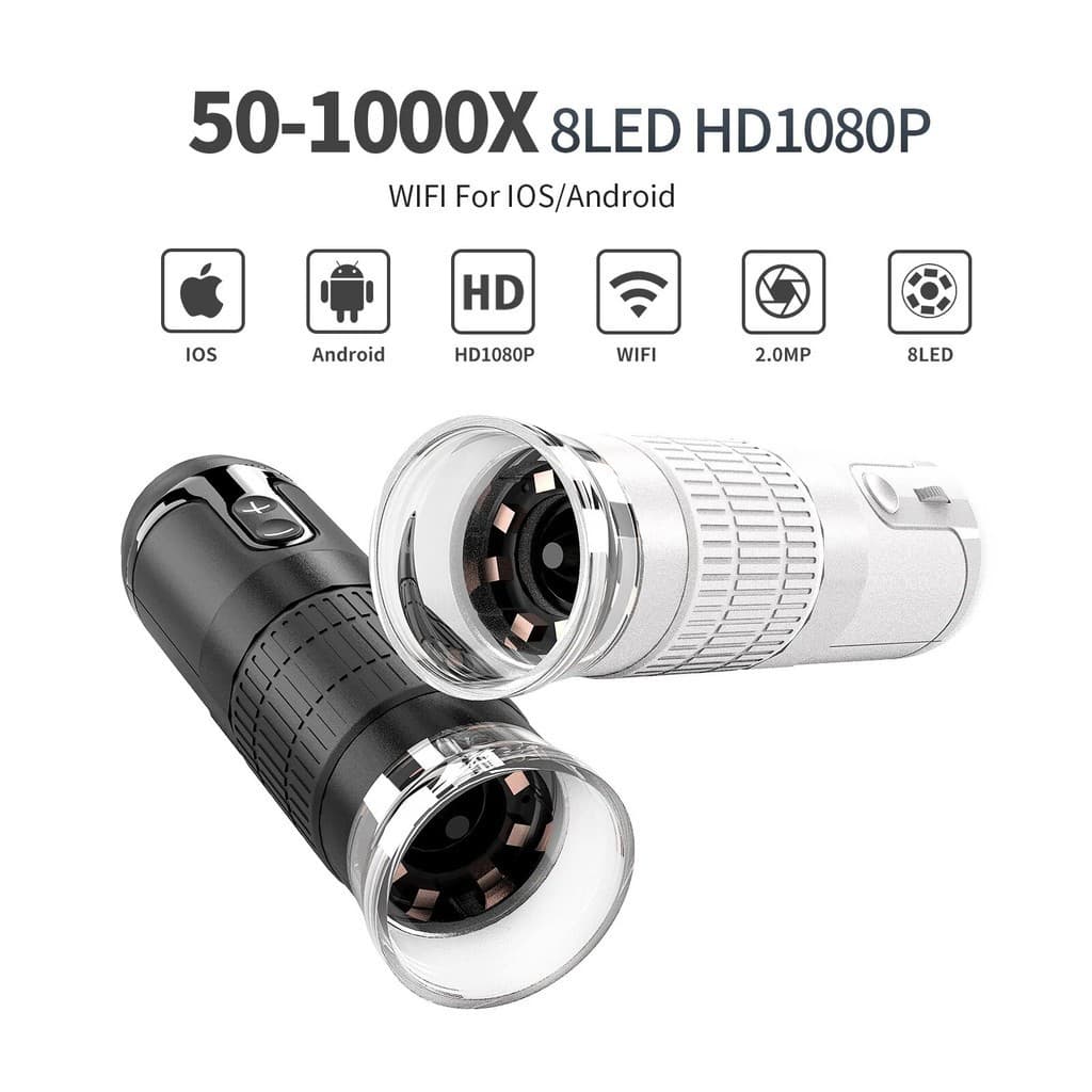 Microscópio Digital De Bolso Sem Fio Microscópios USB 1000X Zoom Com Foco Fixo Ampliador HD LED Para iPhone Android PC