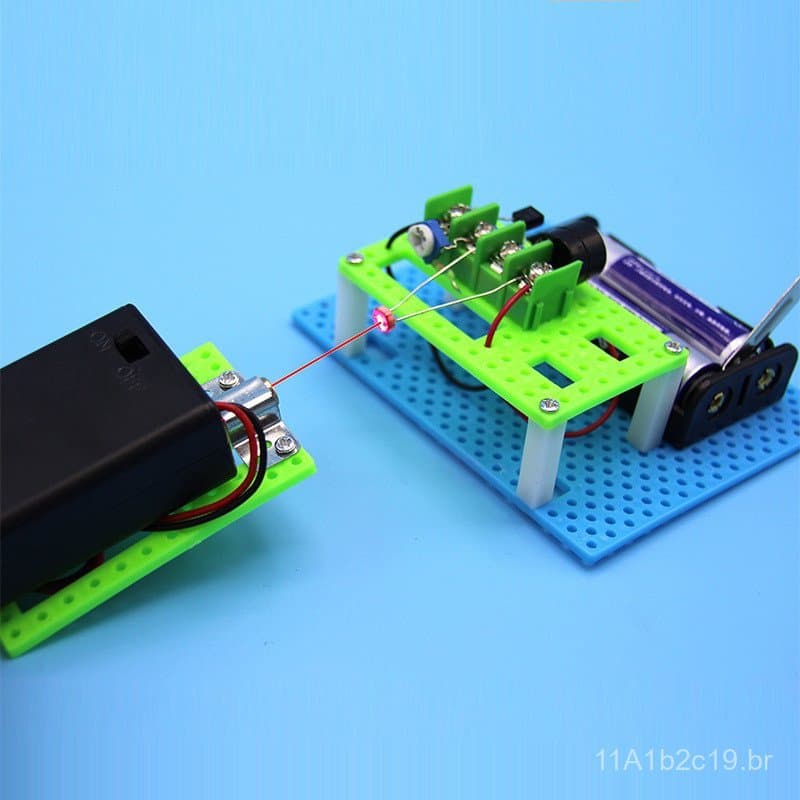 Materiais didáticos para experimentos científicos, kit eletrônico DIY com alarme a laser, kit de materiais para modelo d