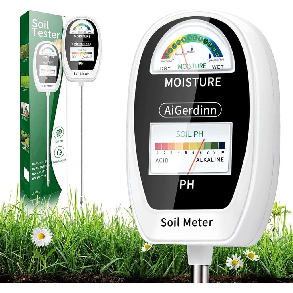 Kit de Teste de Solo, Medidor de Umidade do Solo 2 em 1, Medidor de pH do Solo - Duplo Mostrador - Exibe Resultados Simu