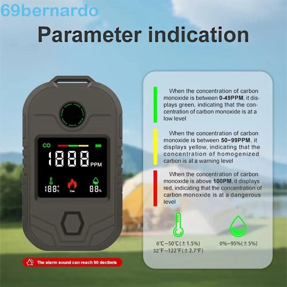 Detector Portátil De Monóxido De Carbono BERNARDO , Detectores De Vazamento De Gás De Bateria De Longa Duração Com Som D