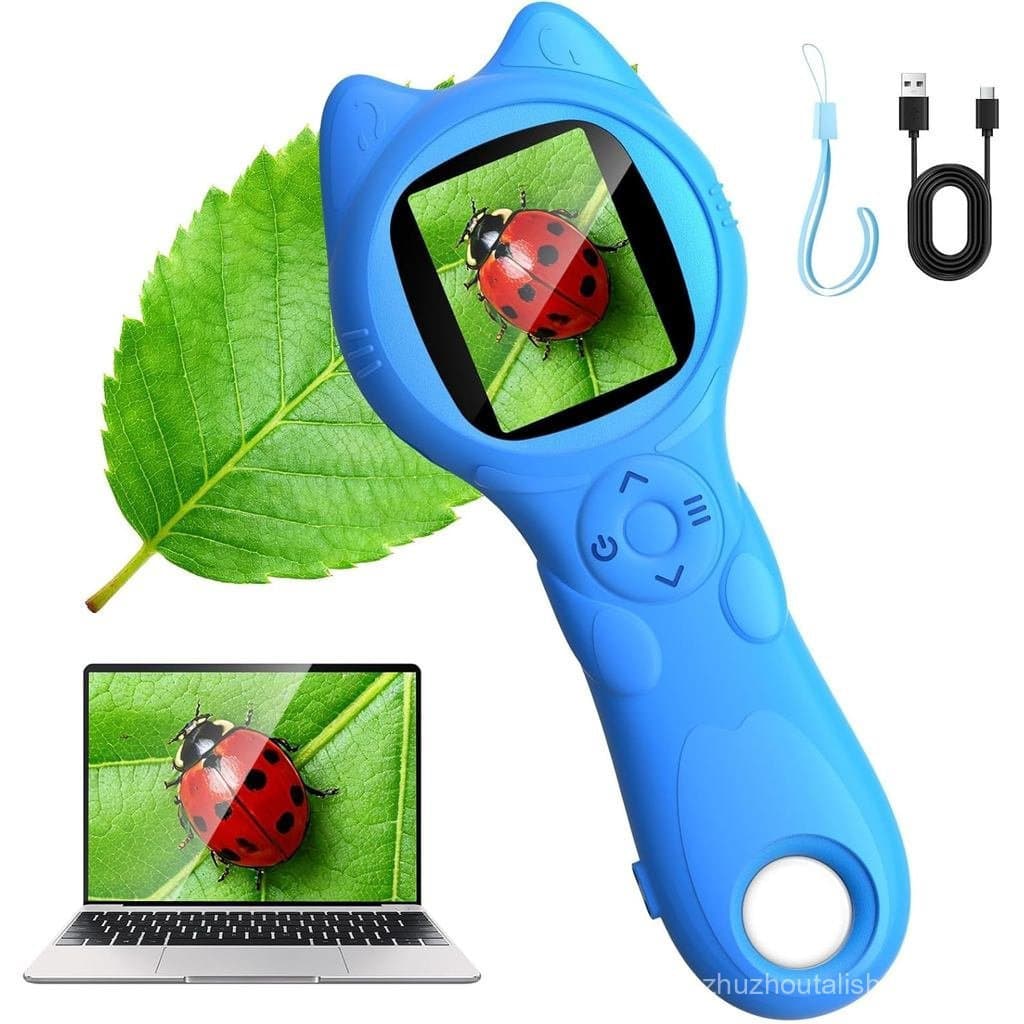 Microscópio Portátil para Crianças, Autofoco 500X 1080P, Microscópio Digital para Crianças, Mini Microscópio Portátil de