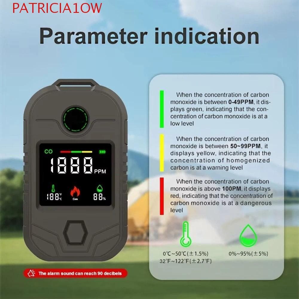 PATRICIA1OW Detector Portátil De Monóxido De Carbono , Detectores De Vazamento De Gás De Bateria De Longa Duração Com So