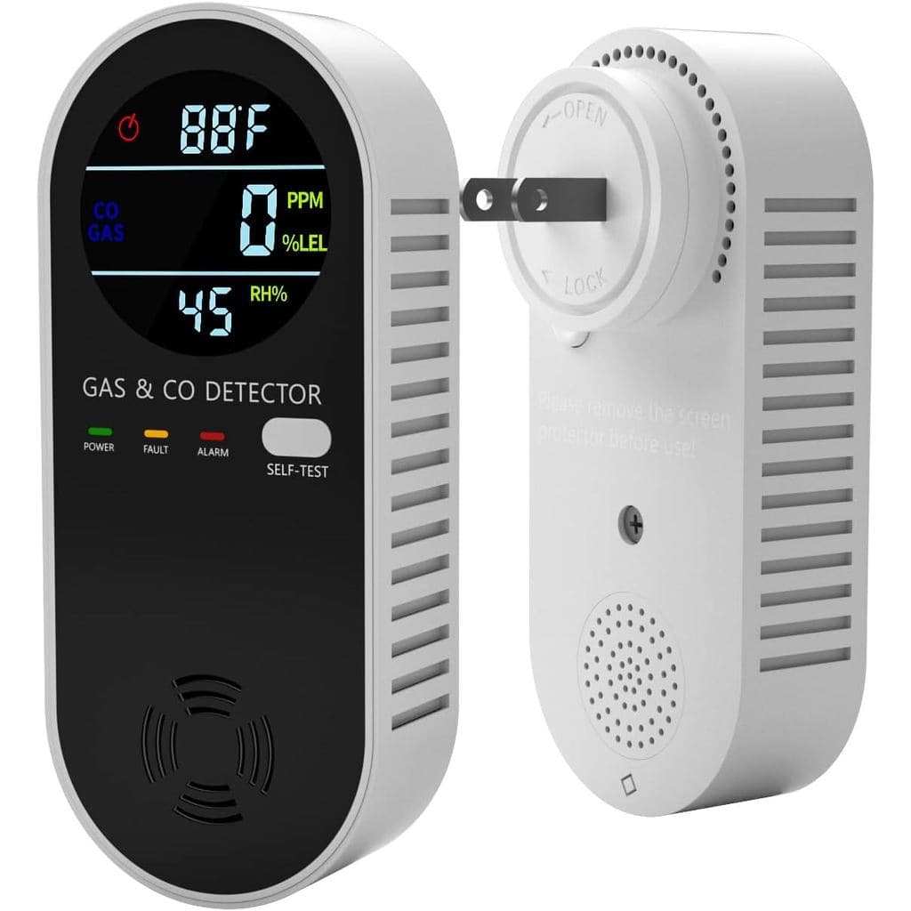 Detector de Gás Natural e Monóxido de Carbono 4 em 1, Detector de Gás Combustível e Metano, Plug and Play para RV, Casa 