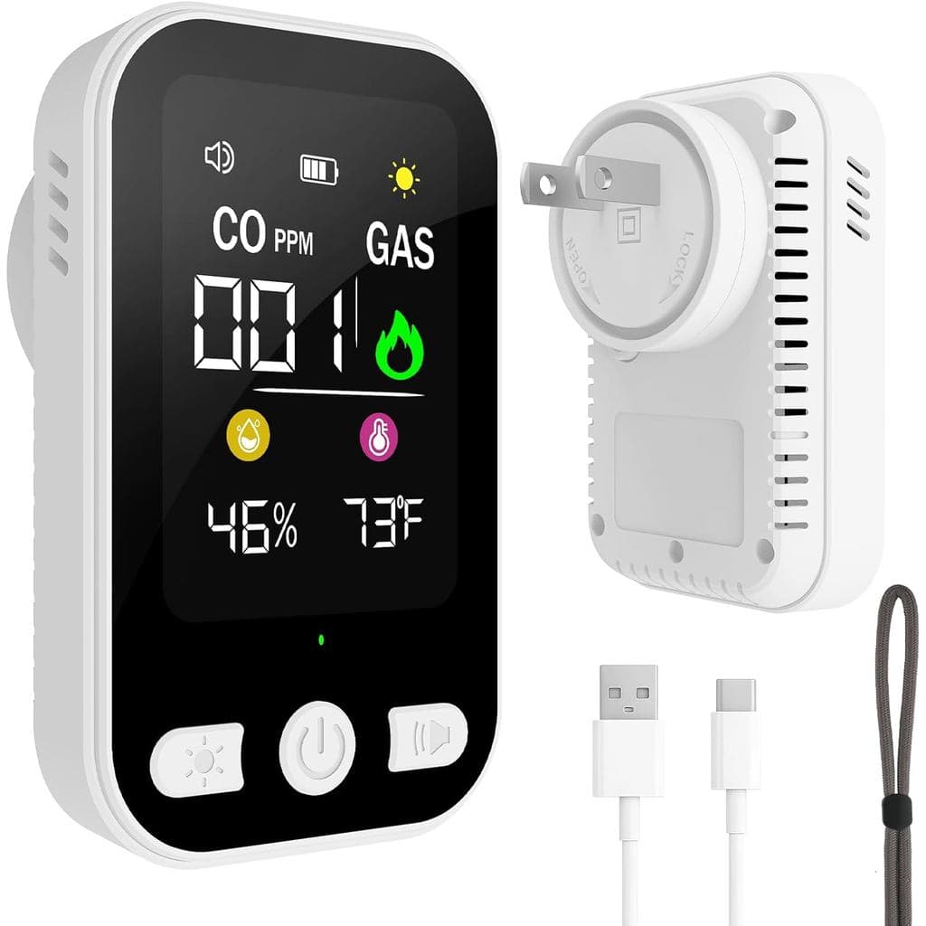 Detector de Vazamento de Gás Natural 4 em 1 Aprimorado, Detectores de Monóxido de Carbono Plug-in, Detector de CO e Gás 