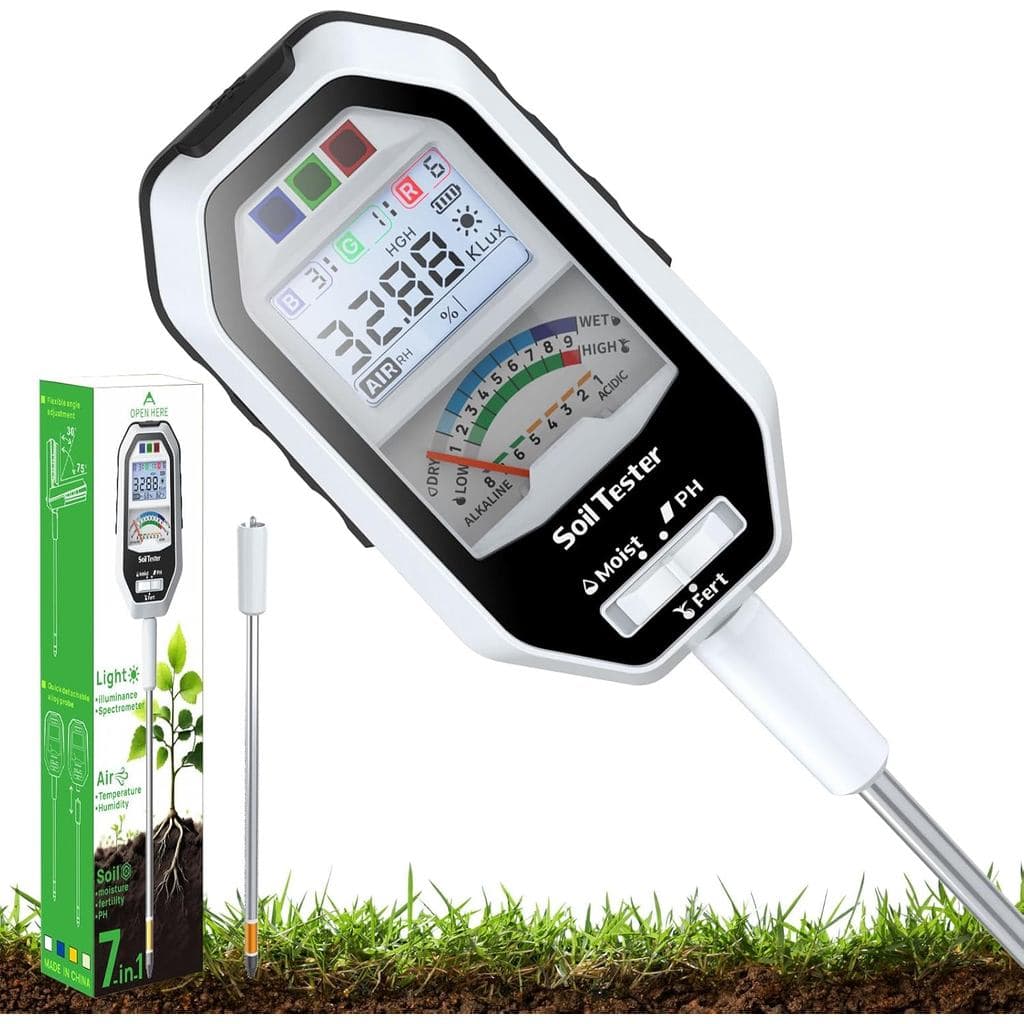 Medidor de Umidade do Solo, Testador de PH do Solo 7 em 1/Umidade do Solo/Fertilidade com Sonda Removível, Medidor Digit