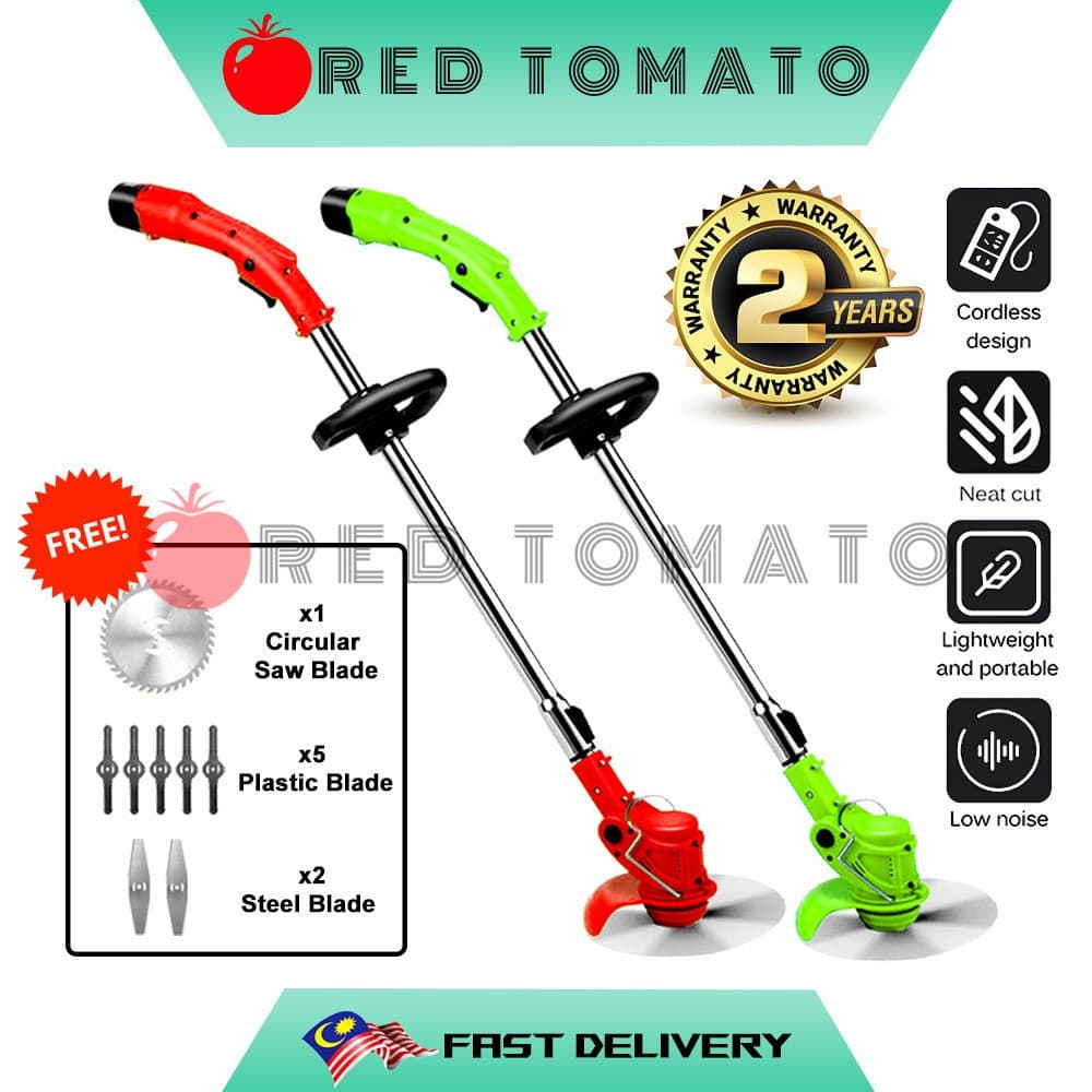 REDTOMATO450W12V Máquina Cortadora de Grama a Bateria, Aparador de Grama Elétrico, Cortador de Grama Sem Fio, Aparador d