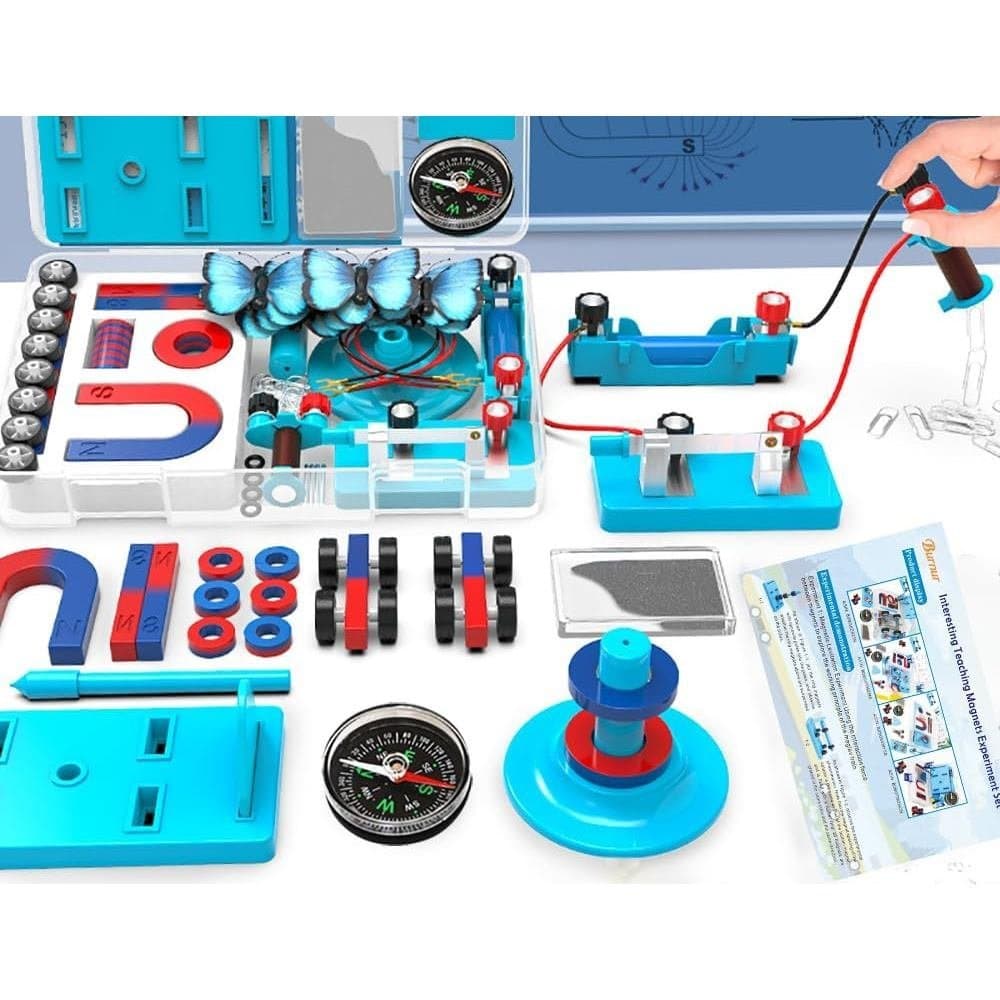 Conjunto de Experimentos com Ímãs para Crianças, Kit de Eletricidade e Magnetismo para Estudantes, Kit STEM, Laboratório