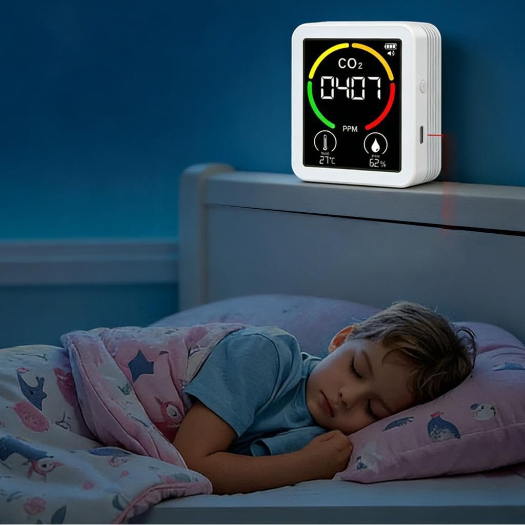 homgeek-BR Medidor de qualidade do ar 3 em 1 testador de detecção de temperatura e umidade CO2 portátil interno para
