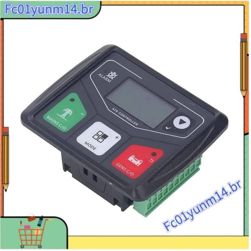 Controlador de transferência automática ATS320AC para gerador com painel frontal e botões coloridos