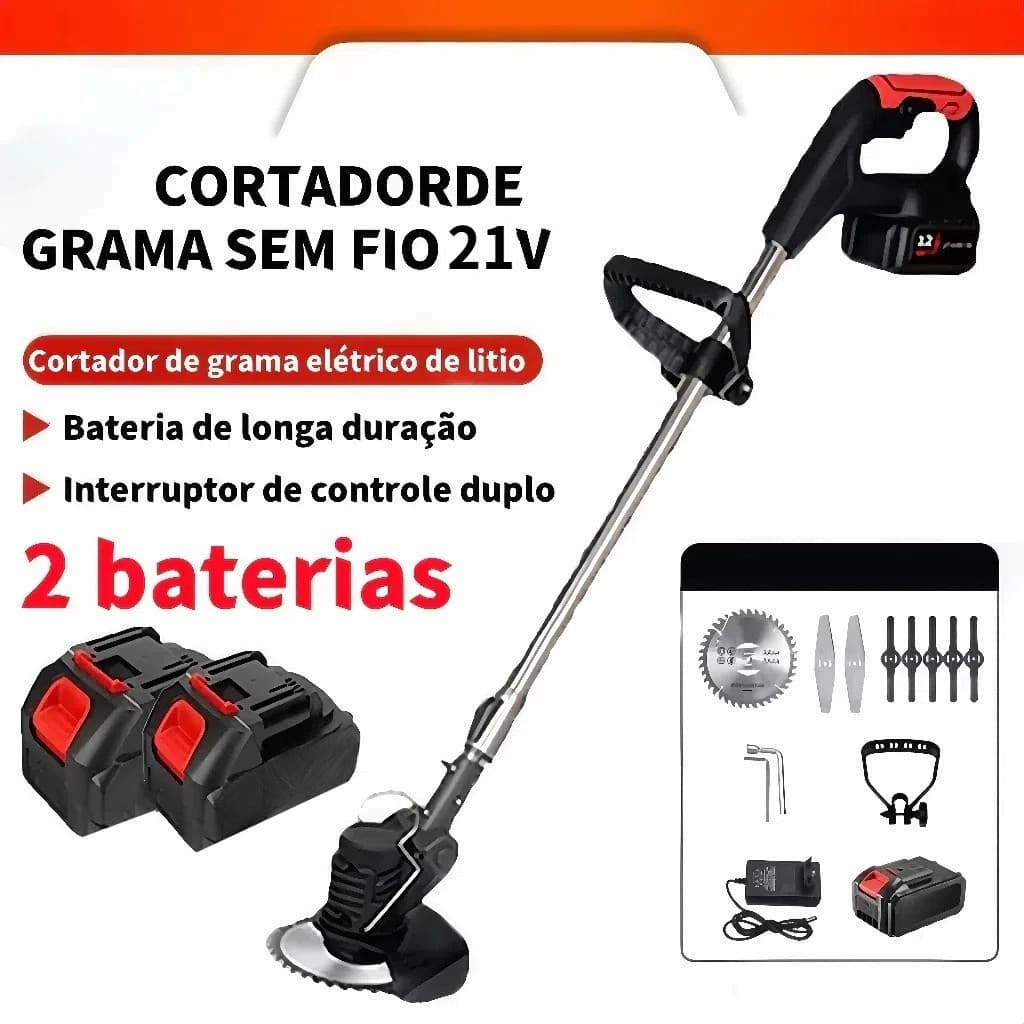 Aparador Cortador De Grama  cortador de grama elétrico sem fio com bateria de lítio de 21 V recarregável