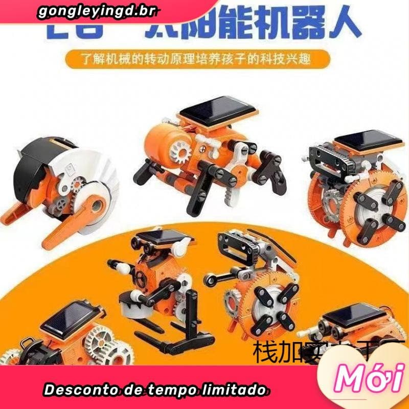 Kit Robótica Educacional 13 em 1 Energia Solar com Vários Modelos de Robôs