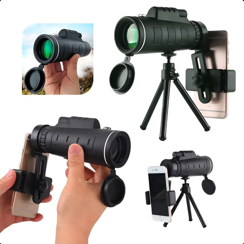 Monóculo Luneta Profissional  Tático Telescópio Longo Alcance Portátil Zoom C/ Tripé e Suporte Para Celular  40x60