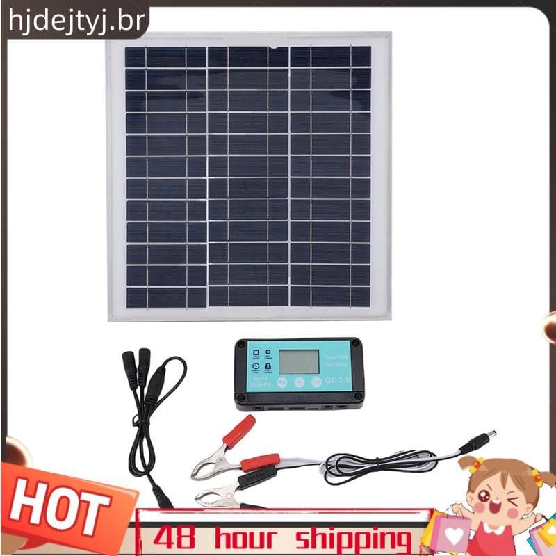 Kit de Painel Solar 100W 12V com Controlador de Carga MPPT e Cabos