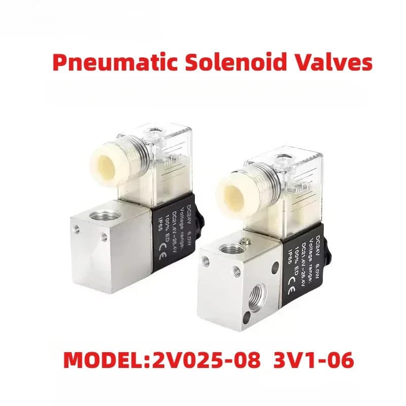 Válvulas solenóides pneumáticas 2v025-08 3V1-06, válvula solenóide de ar de 2 posições e 2 vias 1/4, válvula de controle