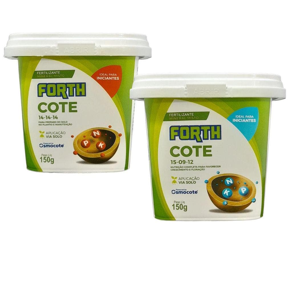 Adubo Fertilizante Forth Plus Osmocote Cote 15-09-12 150g e Adubo Fertilizante Forth Classic Osmocote Cote 14-14-14 150g